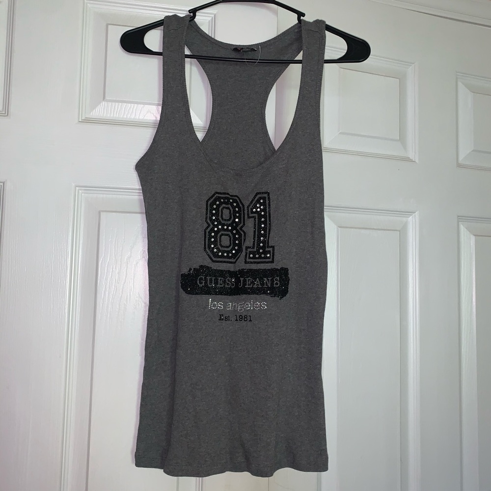 VINTAGE 90s Guess Logo Graphic Blingy Tank Top